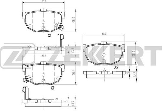 Zekkert BS-1766 - Brake Pad Set, disc brake www.autospares.lv