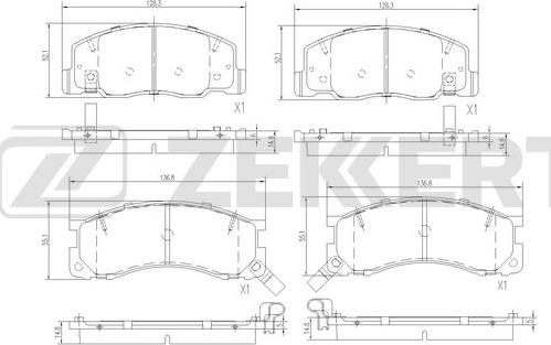 Zekkert BS-3052 - Brake Pad Set, disc brake www.autospares.lv