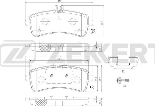 Zekkert BS-3063 - Bremžu uzliku kompl., Disku bremzes autospares.lv