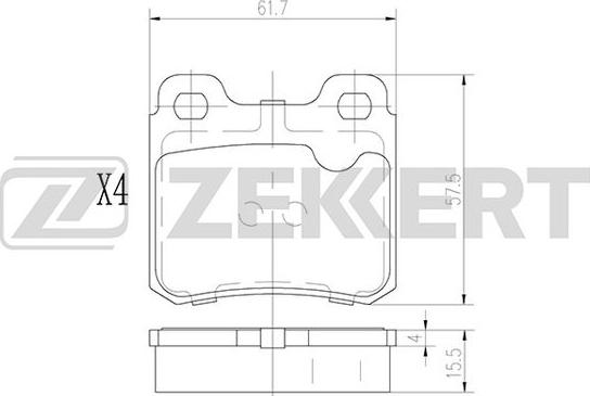 Zekkert BS-3000 - Тормозные колодки, дисковые, комплект www.autospares.lv