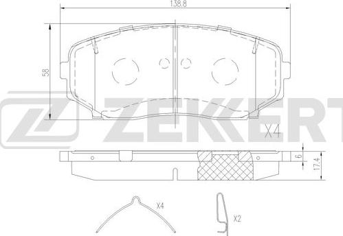 Zekkert BS-3070 - Bremžu uzliku kompl., Disku bremzes autospares.lv