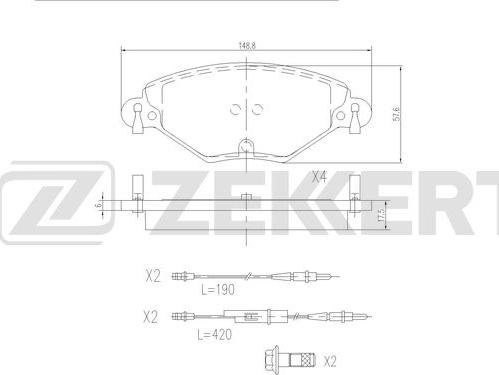 Zekkert BS-2909 - Bremžu uzliku kompl., Disku bremzes www.autospares.lv