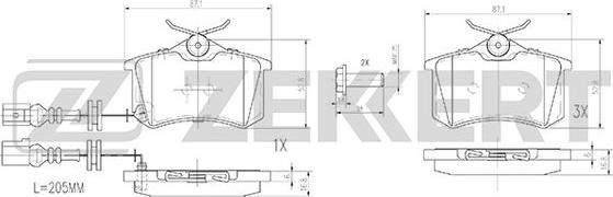 Zekkert BS-2917 - Тормозные колодки, дисковые, комплект www.autospares.lv