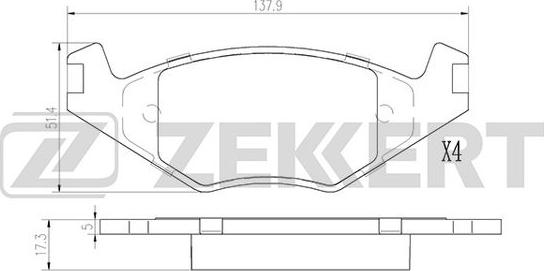 Zekkert BS-2986 - Brake Pad Set, disc brake www.autospares.lv