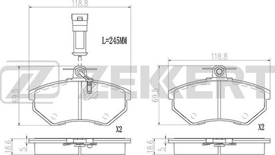 Zekkert BS-2978 - Тормозные колодки, дисковые, комплект www.autospares.lv