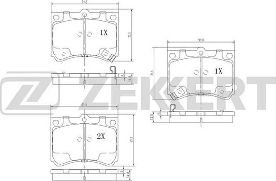 Zekkert BS-2519 - Bremžu uzliku kompl., Disku bremzes autospares.lv