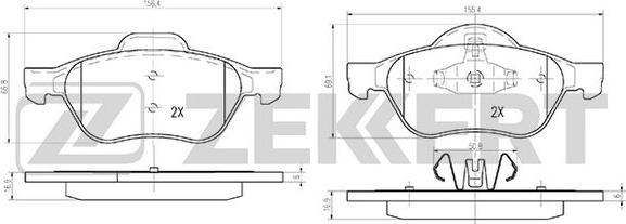 Zekkert BS-2514 - Тормозные колодки, дисковые, комплект www.autospares.lv