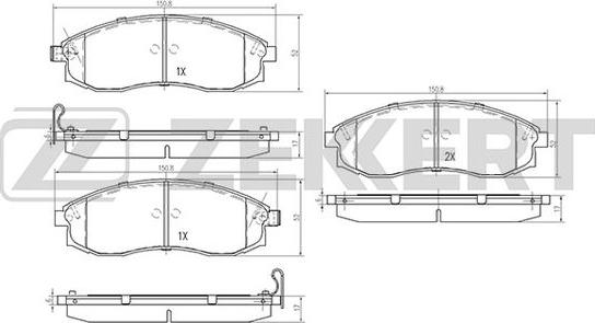 Zekkert BS-2537 - Bremžu uzliku kompl., Disku bremzes autospares.lv