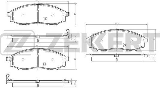 Zekkert BS-2522 - Bremžu uzliku kompl., Disku bremzes www.autospares.lv