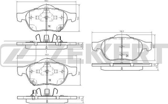 Zekkert BS-2075 - Bremžu uzliku kompl., Disku bremzes autospares.lv