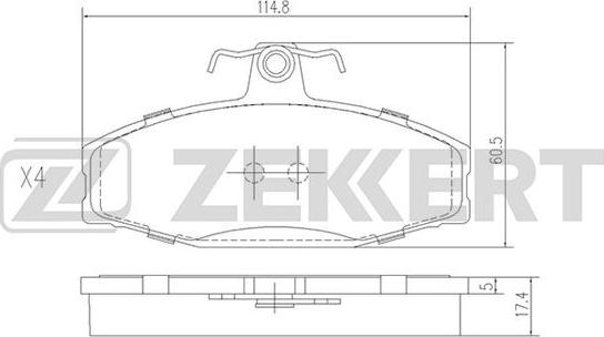 Zekkert BS-2072 - Brake Pad Set, disc brake www.autospares.lv