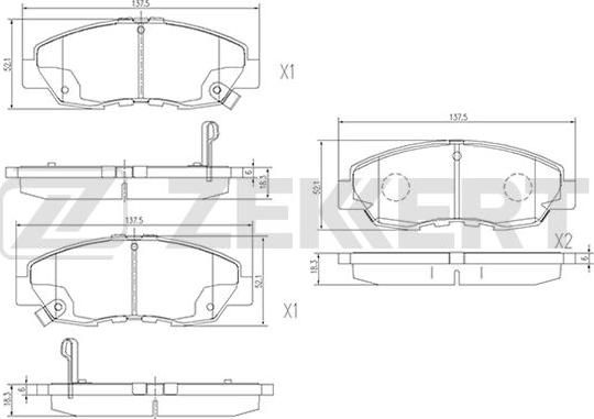 Zekkert BS-2166 - Тормозные колодки, дисковые, комплект www.autospares.lv