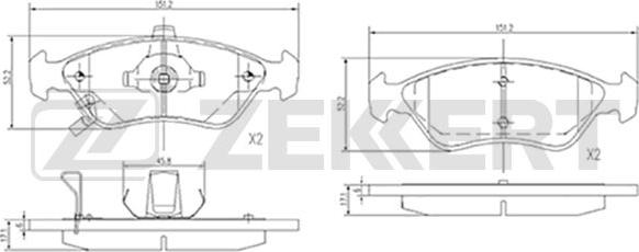 Zekkert BS-2109 - Тормозные колодки, дисковые, комплект www.autospares.lv