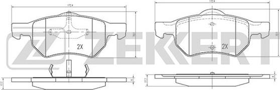 Zekkert BS-2106 - Bremžu uzliku kompl., Disku bremzes autospares.lv