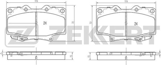 Zekkert BS-2101 - Bremžu uzliku kompl., Disku bremzes www.autospares.lv