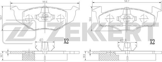 Zekkert BS-2894 - Тормозные колодки, дисковые, комплект www.autospares.lv