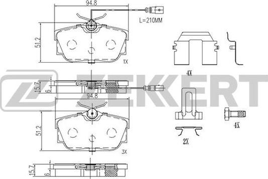 Zekkert BS-2895 - Brake Pad Set, disc brake www.autospares.lv