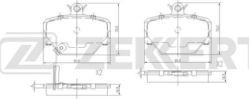 Zekkert BS-2897 - Тормозные колодки, дисковые, комплект www.autospares.lv