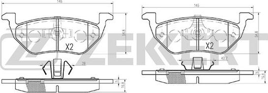 Zekkert BS-2848 - Bremžu uzliku kompl., Disku bremzes www.autospares.lv