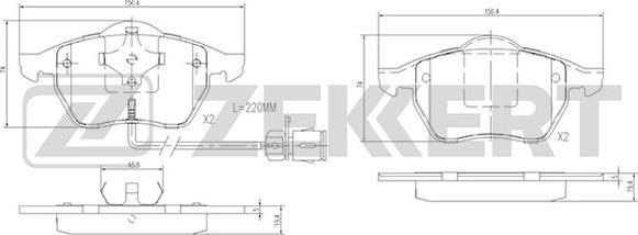 Zekkert BS-2847 - Тормозные колодки, дисковые, комплект www.autospares.lv