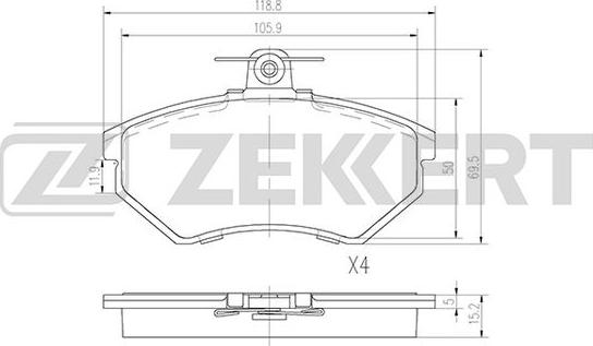 Zekkert BS-2862 - Тормозные колодки, дисковые, комплект www.autospares.lv