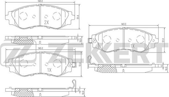 Zekkert BS-2810 - Bremžu uzliku kompl., Disku bremzes autospares.lv