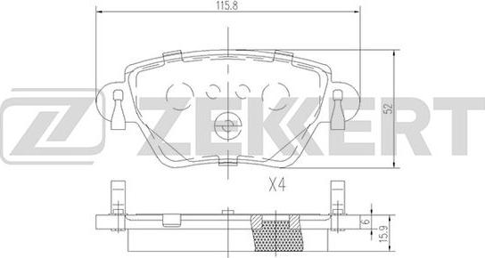 Zekkert BS-2838 - Тормозные колодки, дисковые, комплект www.autospares.lv