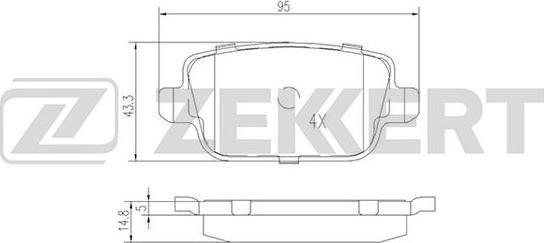 Zekkert BS-2821 - Bremžu uzliku kompl., Disku bremzes autospares.lv