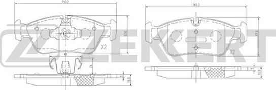 Zekkert BS-2828 - Bremžu uzliku kompl., Disku bremzes autospares.lv