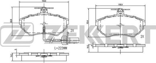 Zekkert BS-2827 - Bremžu uzliku kompl., Disku bremzes autospares.lv