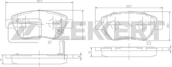 Zekkert BS-2343 - Brake Pad Set, disc brake www.autospares.lv