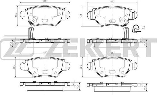 Zekkert BS-2366 - Bremžu uzliku kompl., Disku bremzes www.autospares.lv