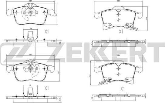 Zekkert BS-2368 - Тормозные колодки, дисковые, комплект www.autospares.lv