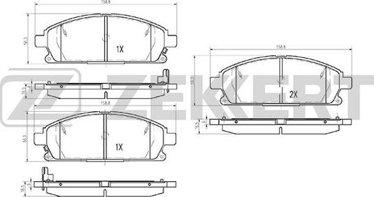 Zekkert BS-2316 - Brake Pad Set, disc brake www.autospares.lv