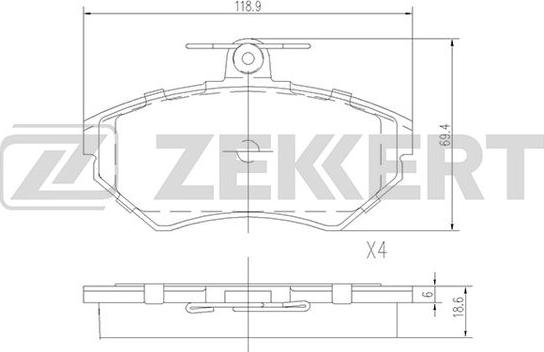 Zekkert BS-2387 - Bremžu uzliku kompl., Disku bremzes www.autospares.lv