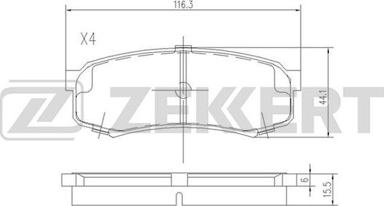 Zekkert BS-2240 - Тормозные колодки, дисковые, комплект www.autospares.lv