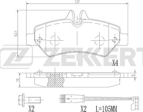 Zekkert BS-2791 - Bremžu uzliku kompl., Disku bremzes www.autospares.lv