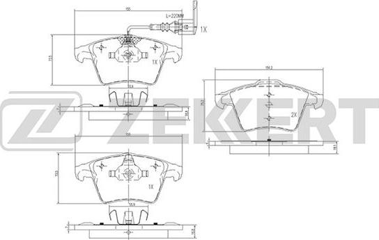 Zekkert BS-2797 - Bremžu uzliku kompl., Disku bremzes www.autospares.lv