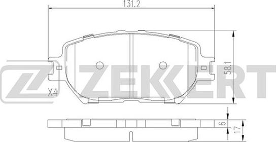 Zekkert BS-2706 - Brake Pad Set, disc brake www.autospares.lv