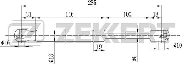 Zekkert GF-1955 - Gāzes atspere, Motora pārsegs www.autospares.lv