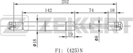 Zekkert GF-1922 - Gāzes atspere, Bagāžas / Kravas nodalījuma vāks www.autospares.lv