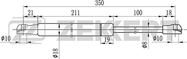 Zekkert GF-1572 - Gāzes atspere, Bagāžas / Kravas nodalījuma vāks www.autospares.lv