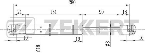 Zekkert GF-1050 - Gāzes atspere, Bagāžas / Kravas nodalījuma vāks www.autospares.lv