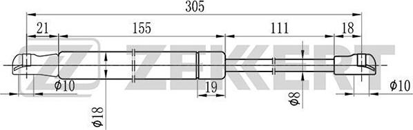 Zekkert GF-1083 - Газовая пружина, упор www.autospares.lv