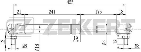 Zekkert GF-1038 - Gāzes atspere, Bagāžas / Kravas nodalījuma vāks www.autospares.lv