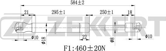 Zekkert GF-1831 - Gāzes atspere, Bagāžas / Kravas nodalījuma vāks www.autospares.lv