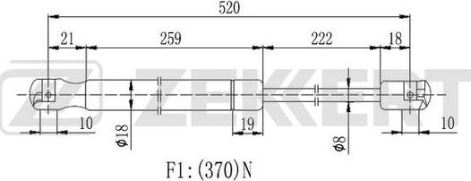 Zekkert GF2111 - Gāzes atspere, Bagāžas / Kravas nodalījuma vāks www.autospares.lv