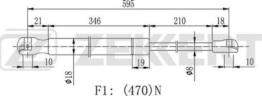 Zekkert GF-2181 - Gāzes atspere, Bagāžas / Kravas nodalījuma vāks www.autospares.lv