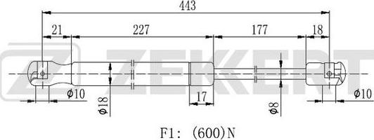 Zekkert GF-2134 - Gāzes atspere, Bagāžas / Kravas nodalījuma vāks www.autospares.lv