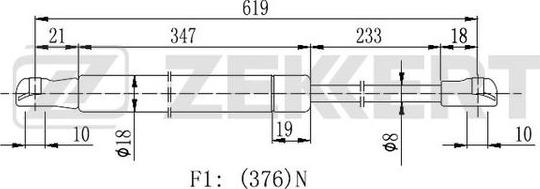 Zekkert GF-2285 - Gāzes atspere, Bagāžas / Kravas nodalījuma vāks www.autospares.lv